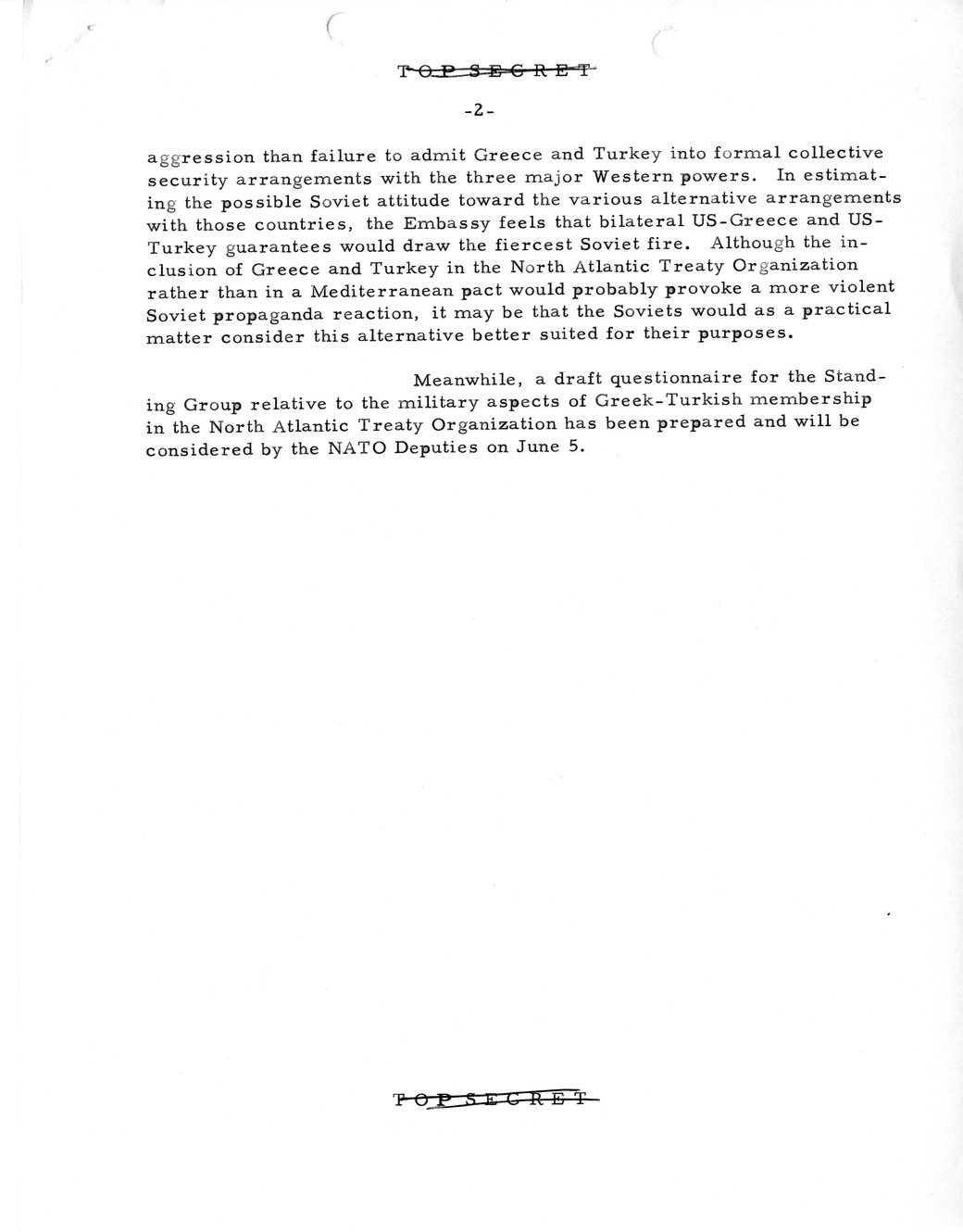 Memorandum, State Department Summary of Telegrams