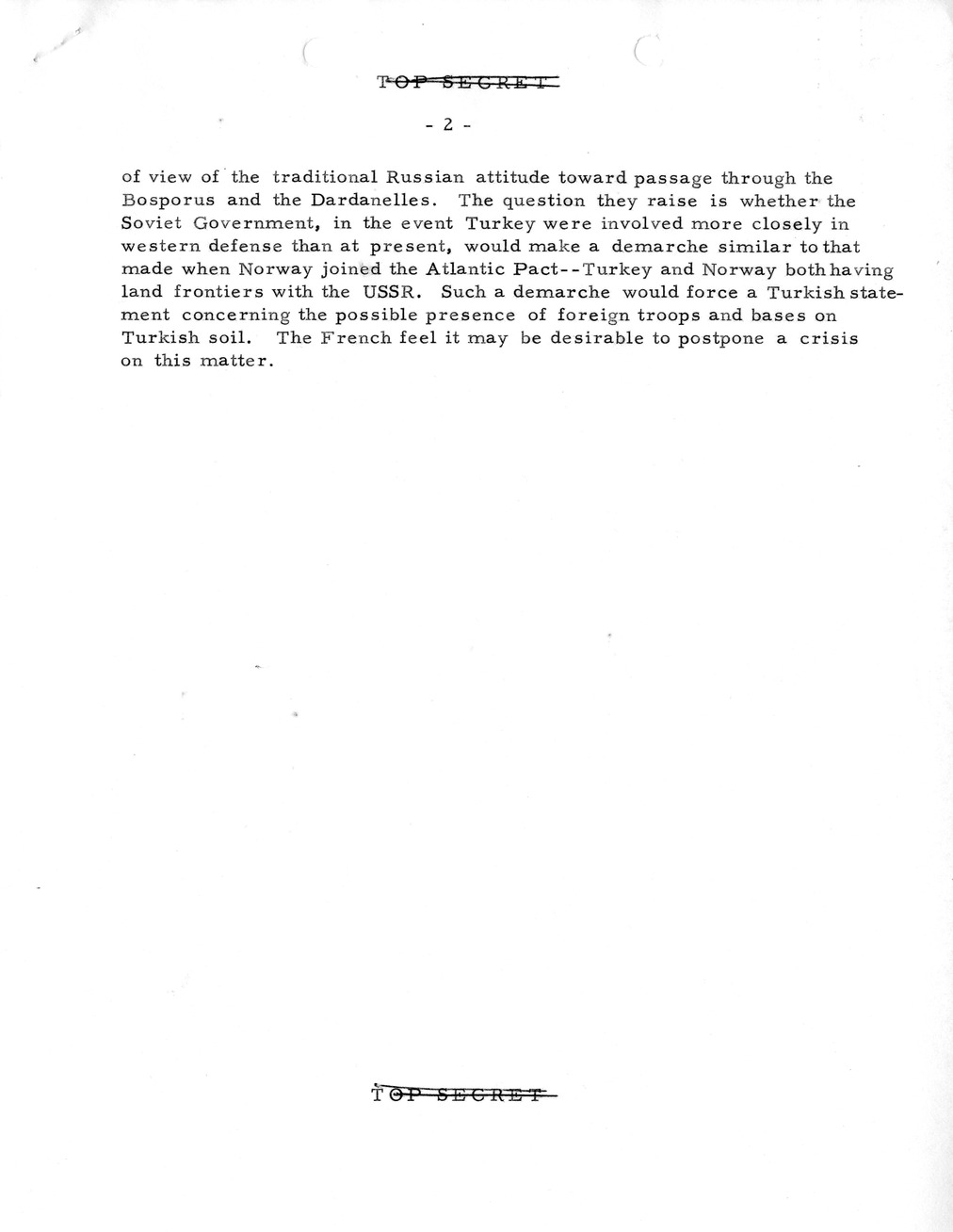 Memorandum, State Department Summary of Telegrams
