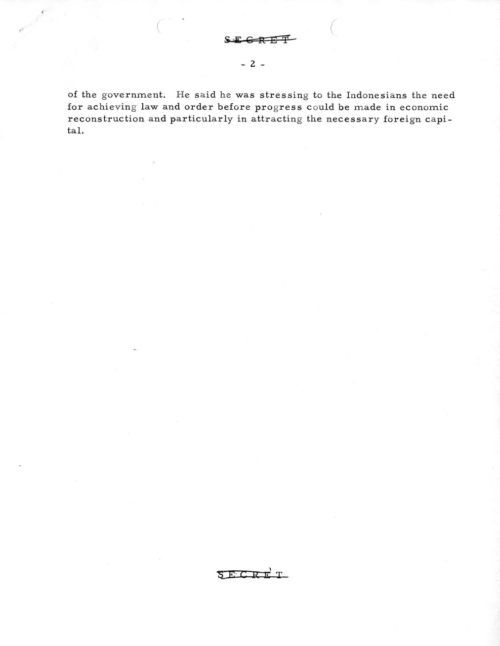 Memorandum, State Department Summary of Telegrams