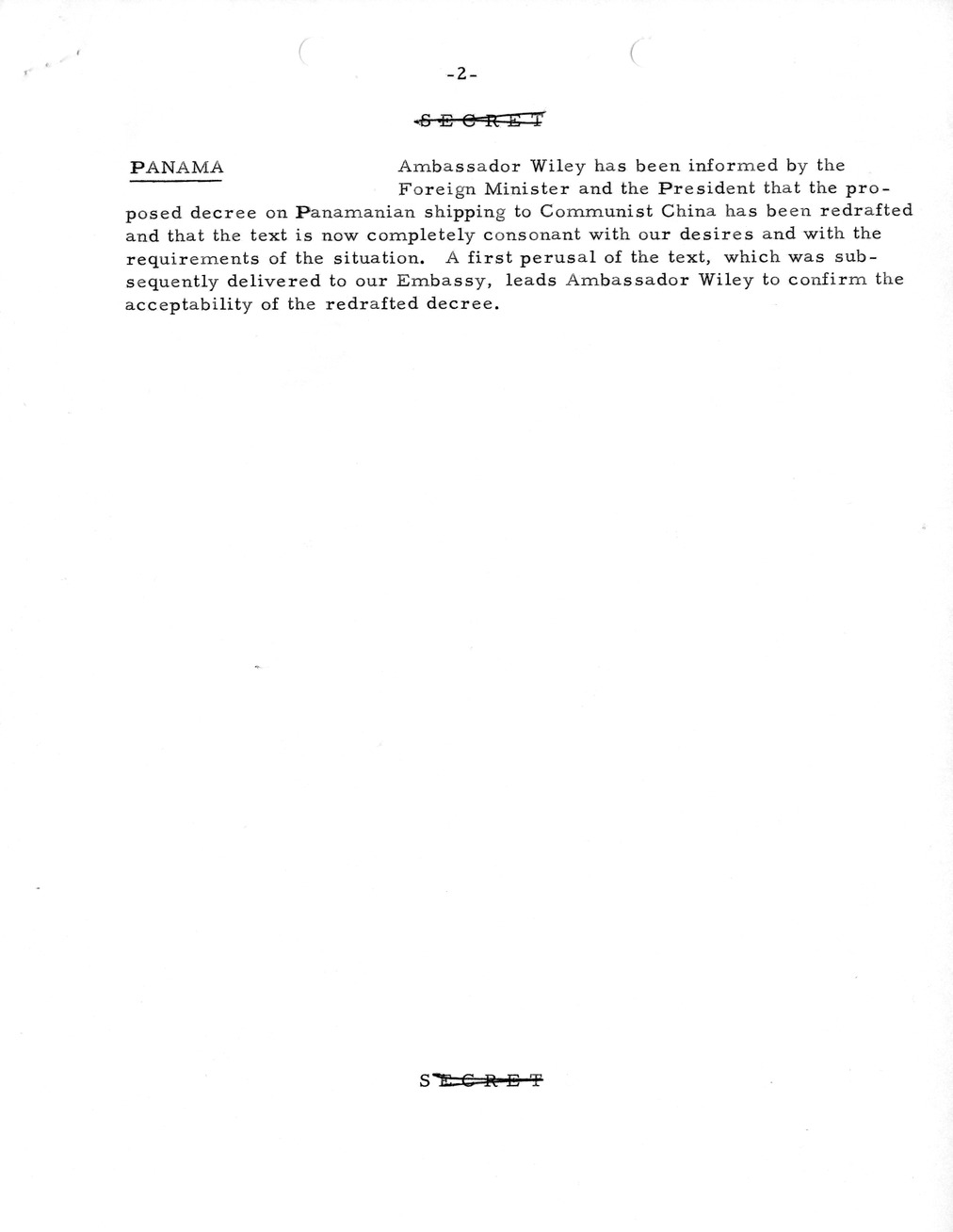 Memorandum, State Department Summary of Telegrams