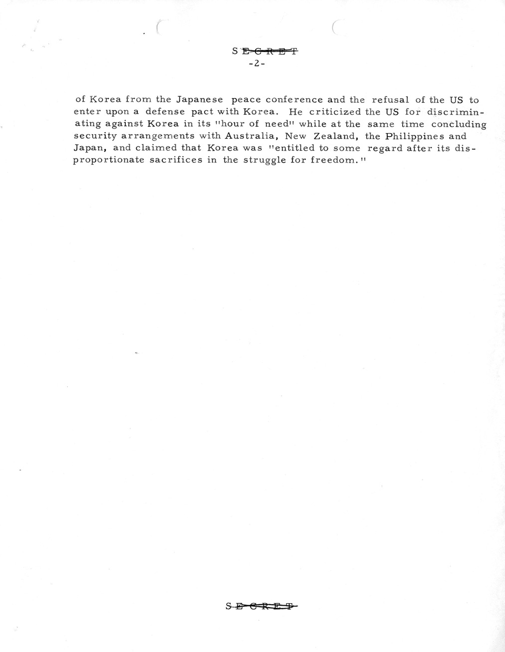 Memorandum, State Department Summary of Telegrams