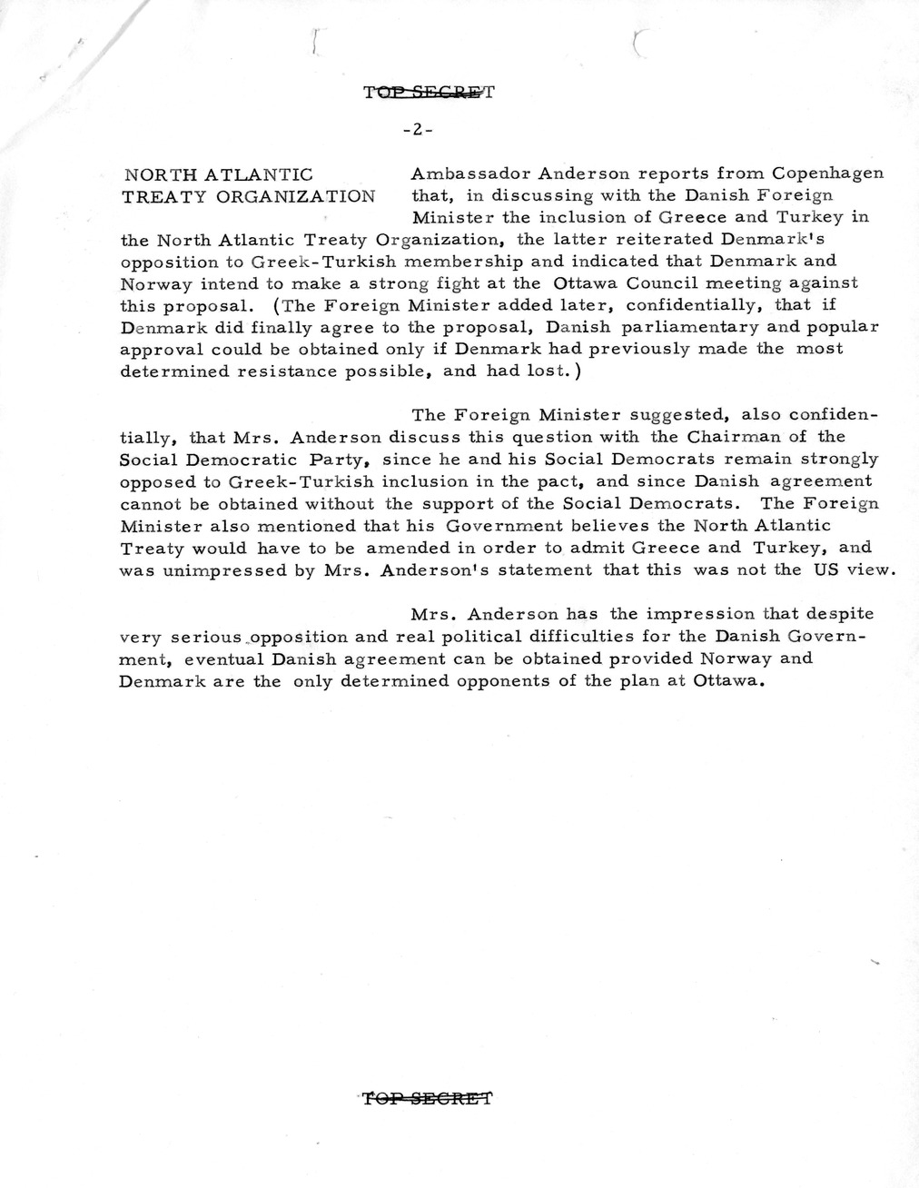 Memorandum, State Department Summary of Telegrams