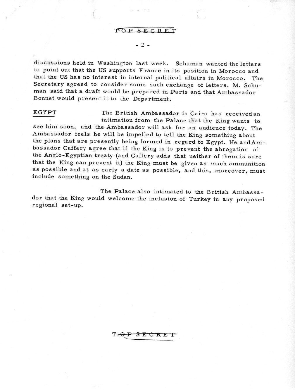 Memorandum, State Department Summary of Telegrams
