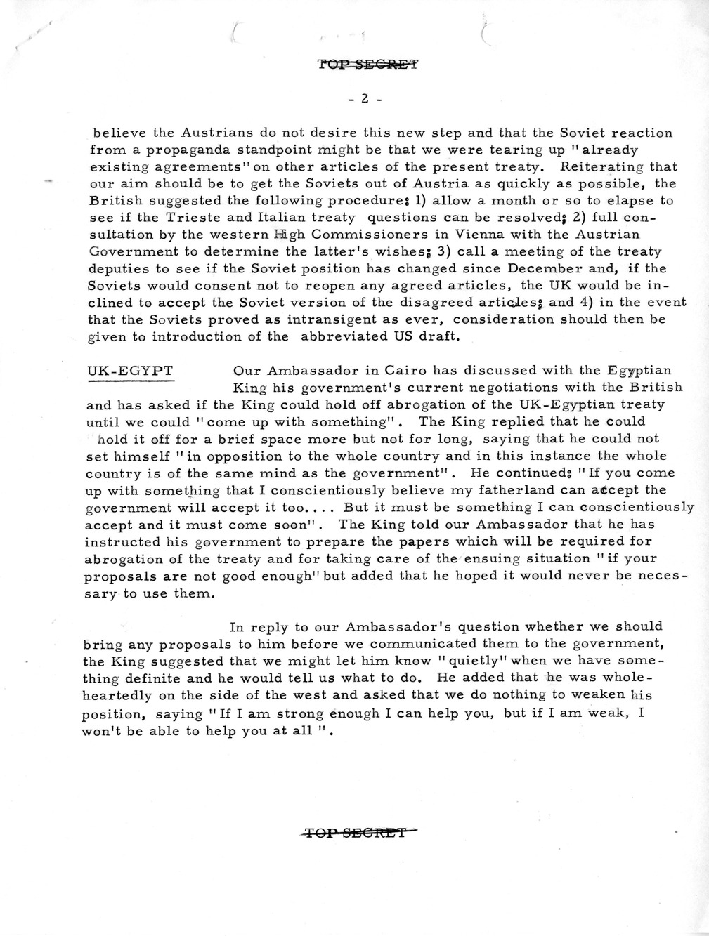 Memorandum, State Department Summary of Telegrams