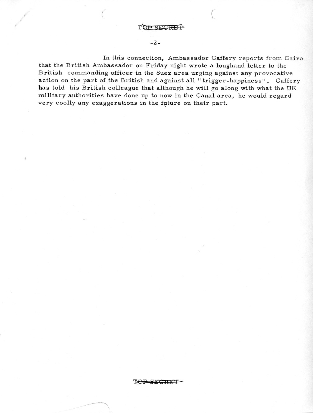 Memorandum, State Department Summary of Telegrams