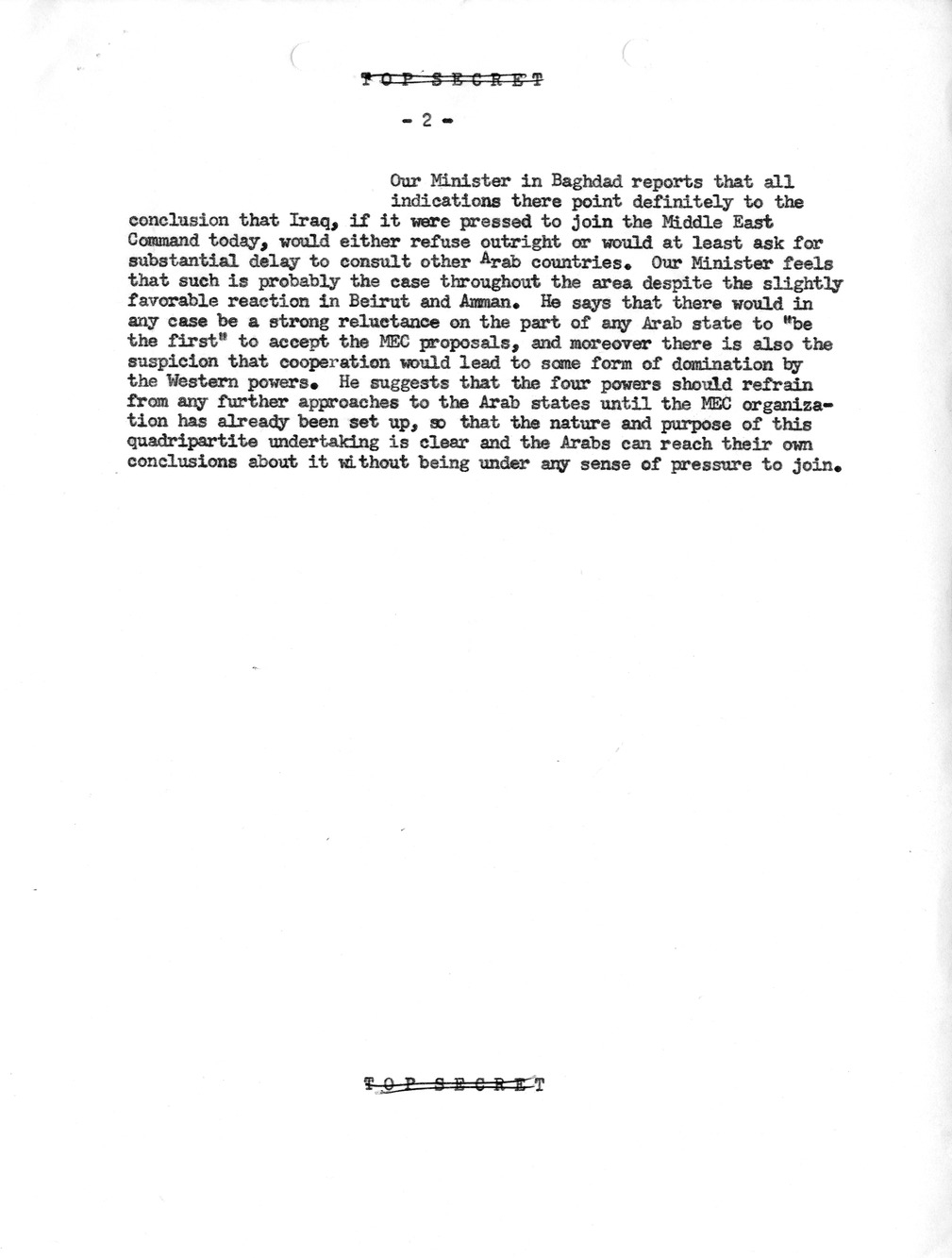 Memorandum, State Department Summary of Telegrams