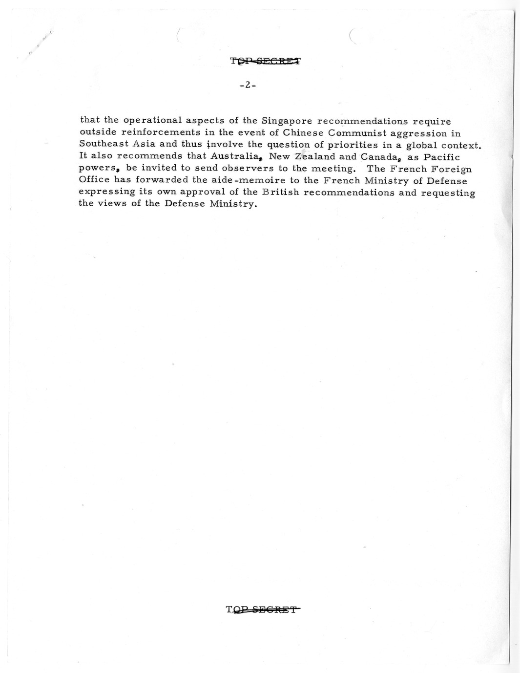 Memorandum, State Department Summary of Telegrams