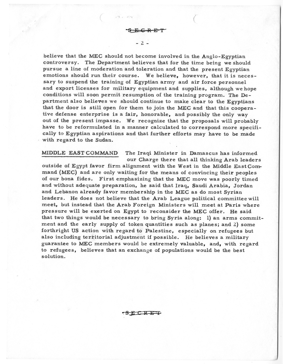 Memorandum, State Department Summary of Telegrams