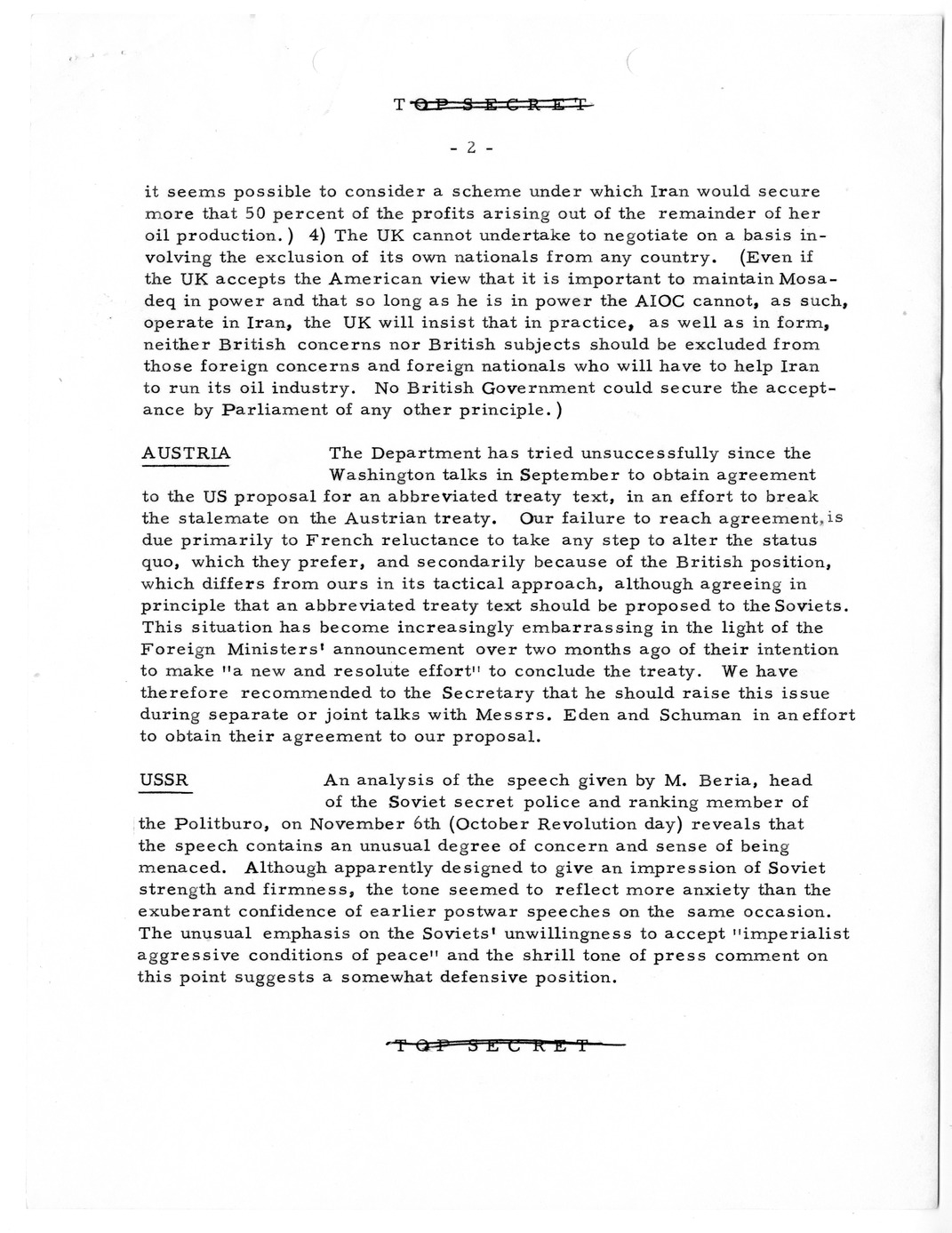 Memorandum, State Department Summary of Telegrams