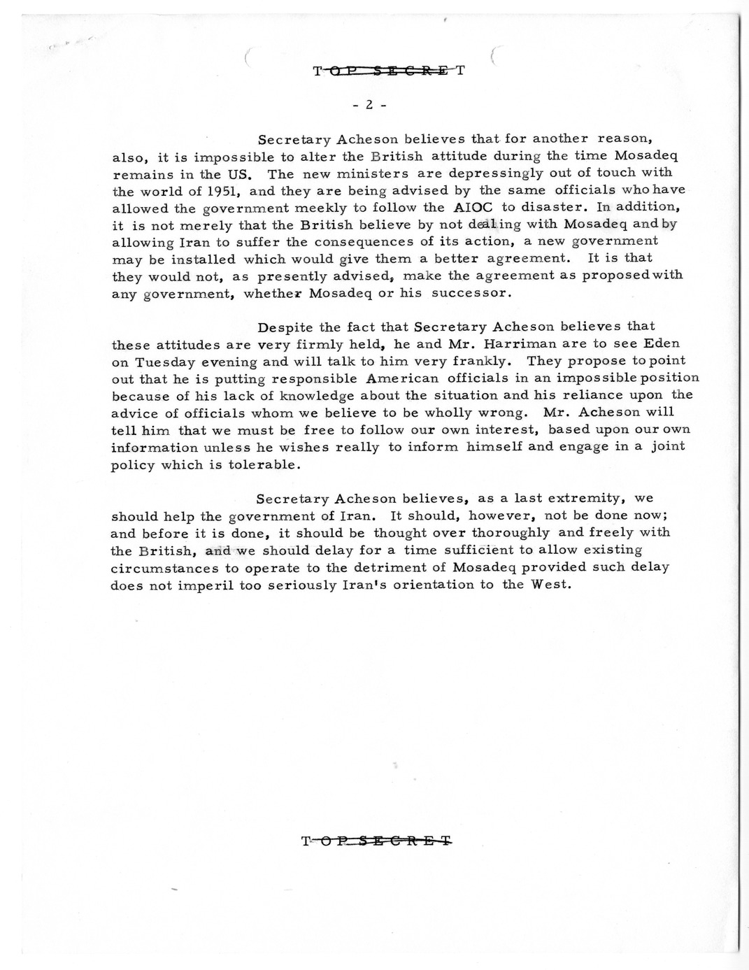 Memorandum, State Department Summary of Telegrams