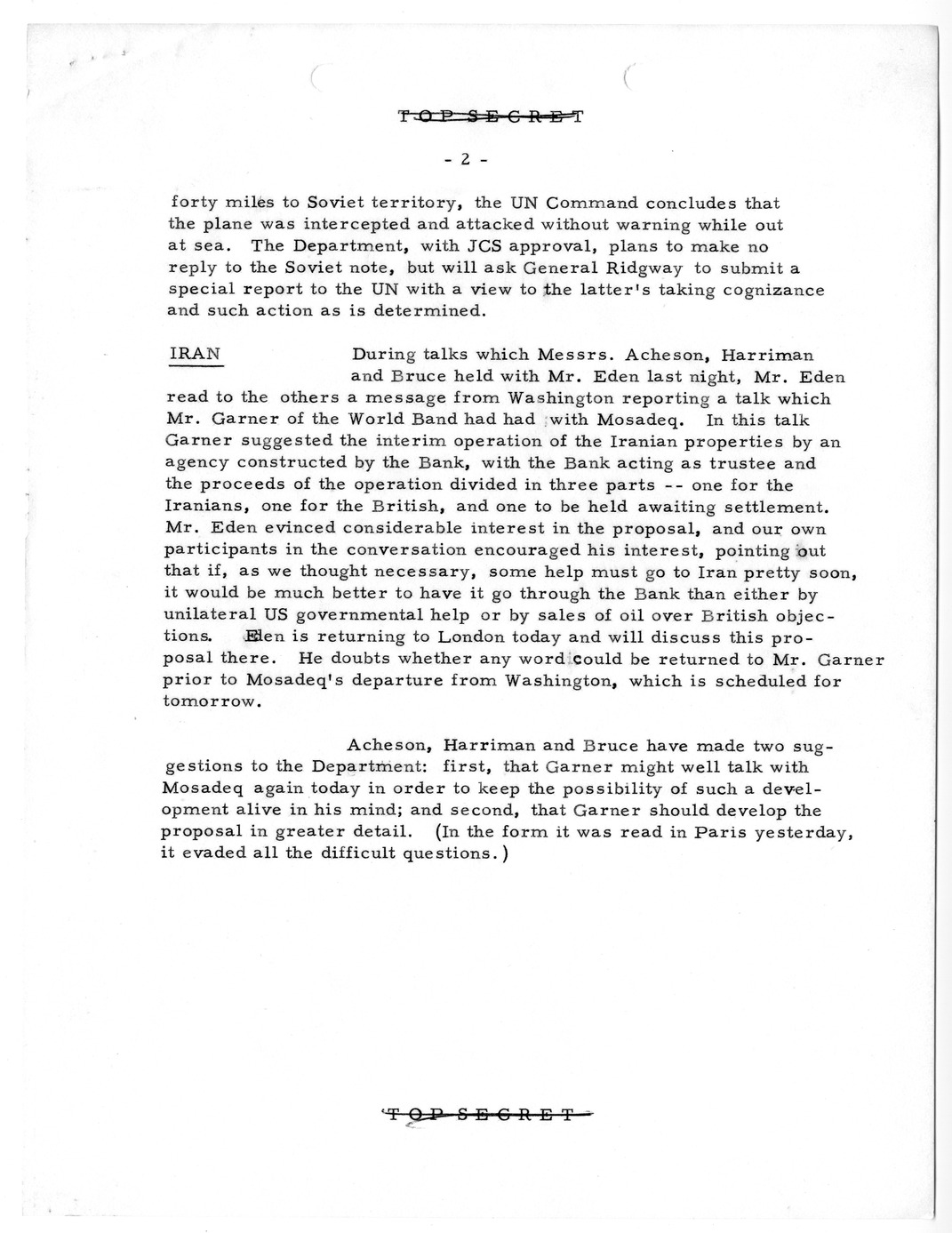 Memorandum, State Department Summary of Telegrams