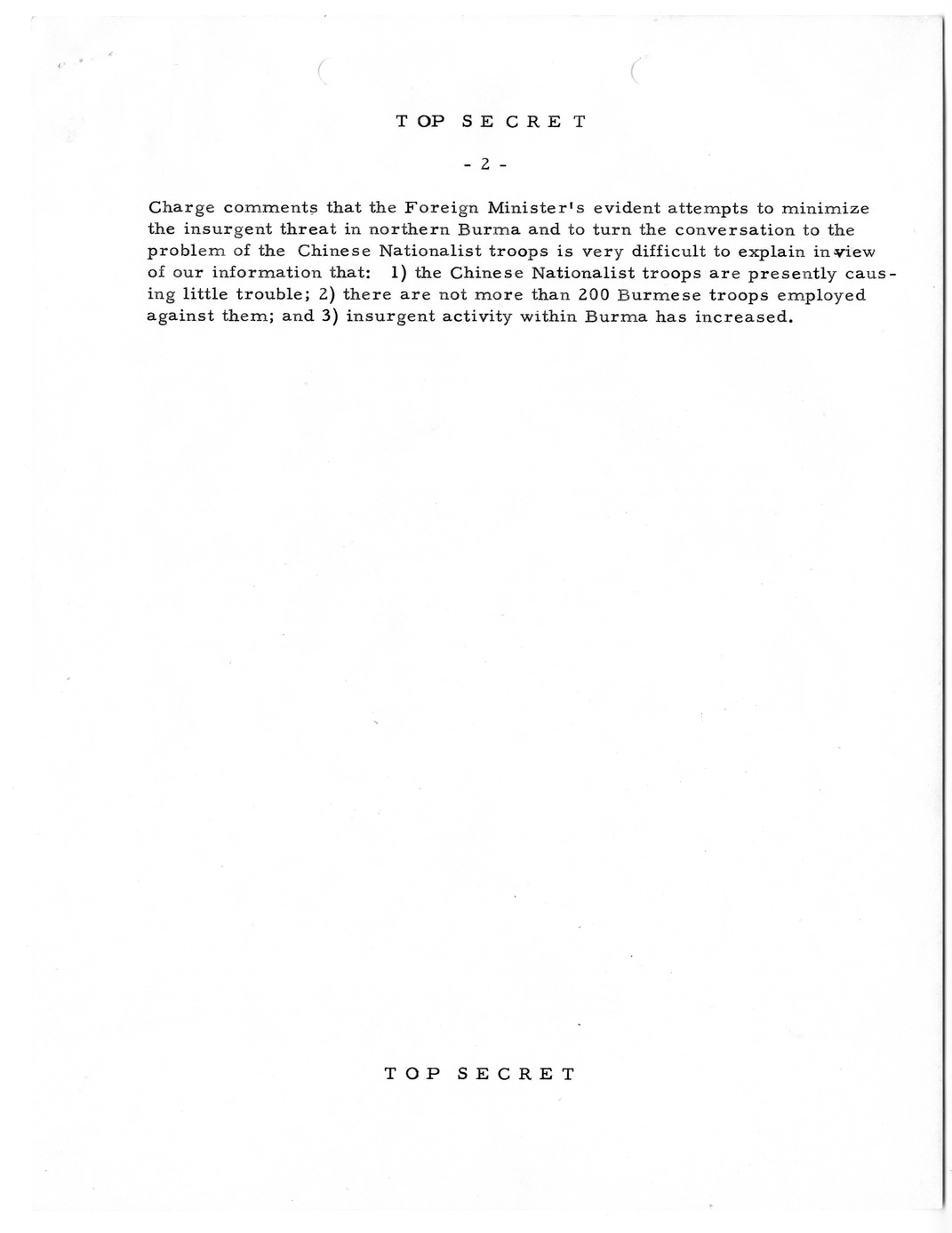 Memorandum, State Department Summary of Telegrams