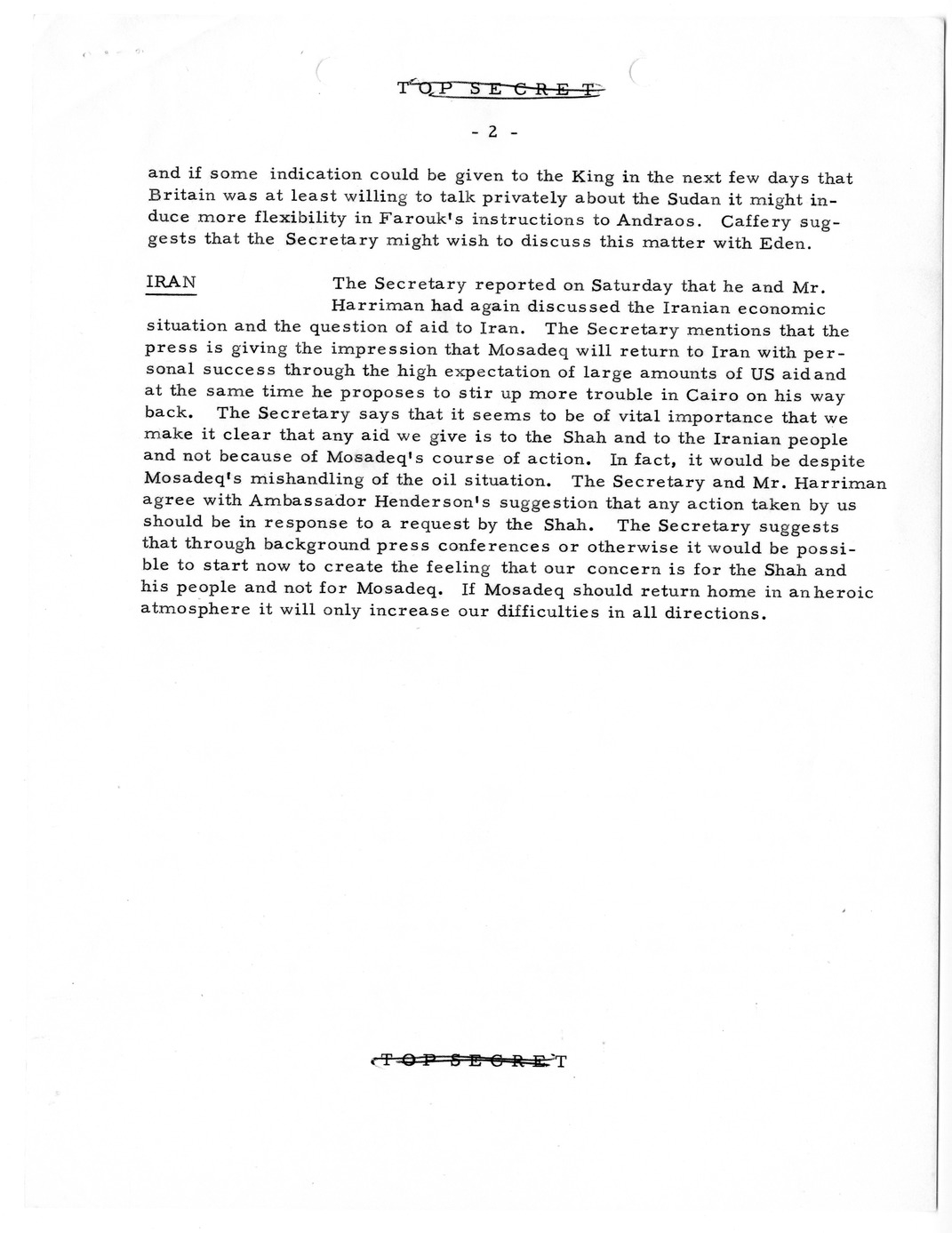 Memorandum, State Department Summary of Telegrams