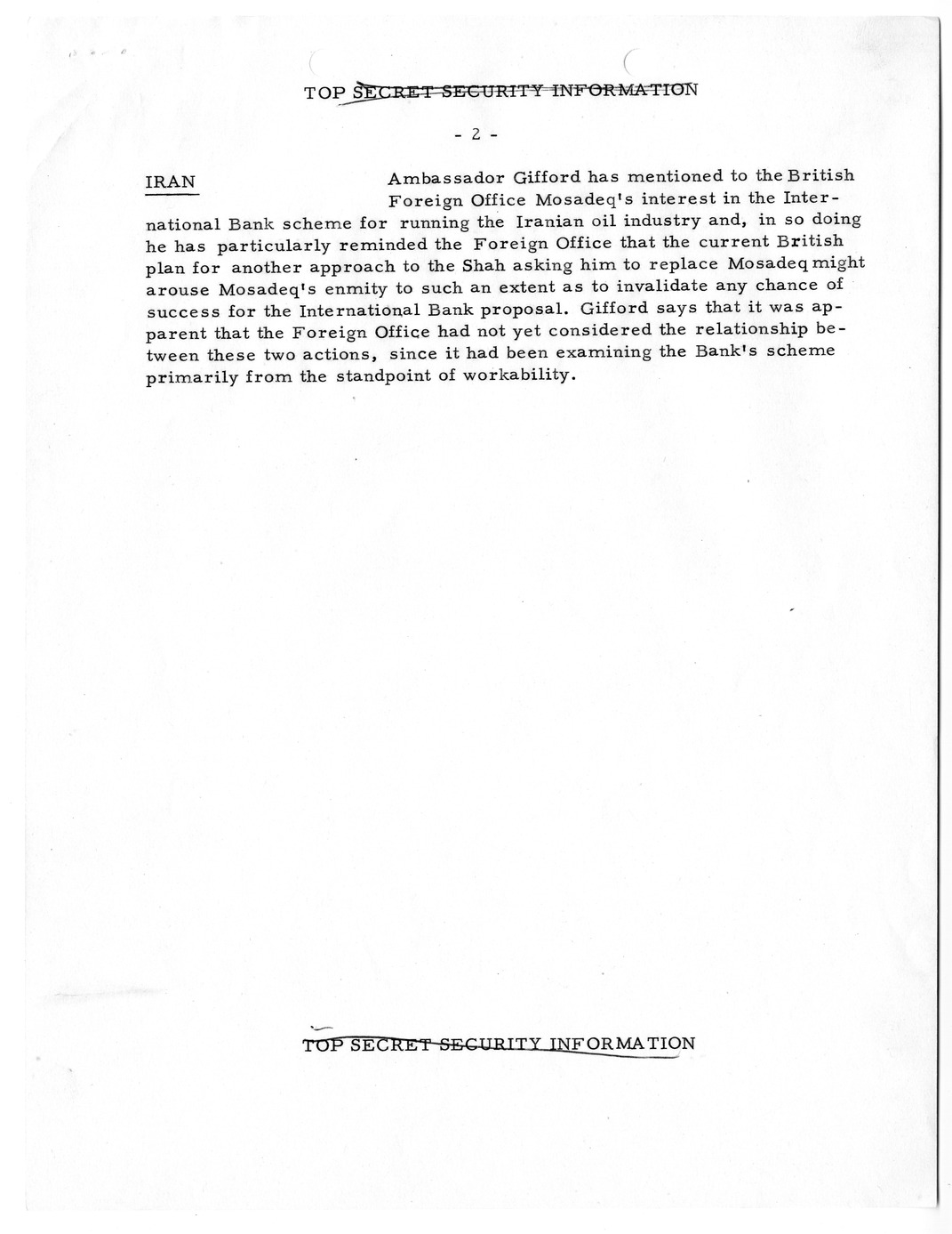 Memorandum, State Department Summary of Telegrams