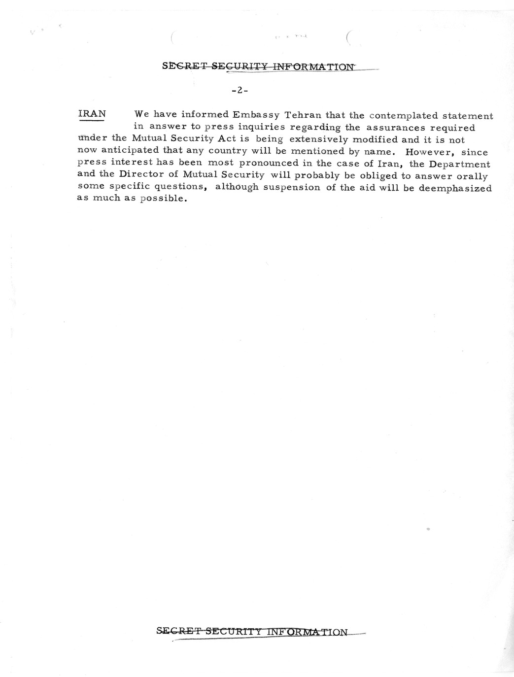 Memorandum, State Department Summary of Telegrams