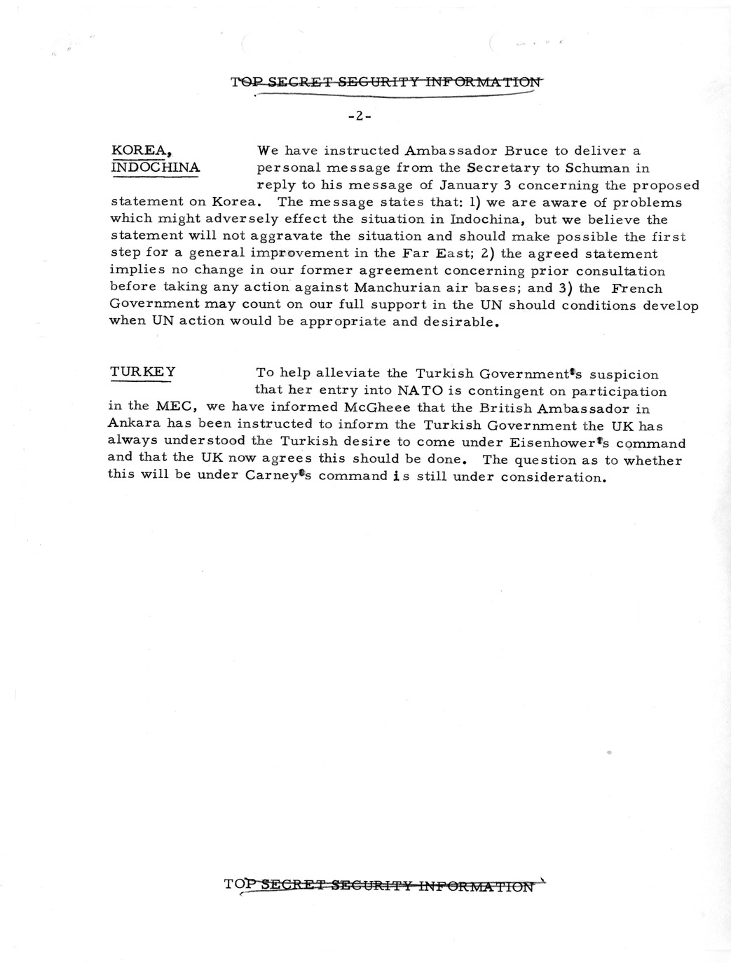 Memorandum, State Department Summary of Telegrams