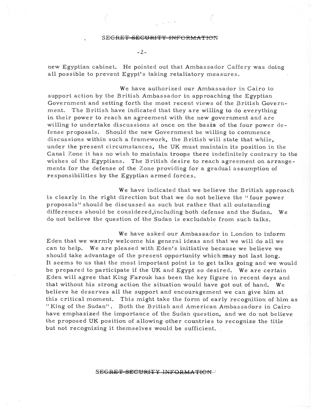 Memorandum, State Department Summary of Telegrams