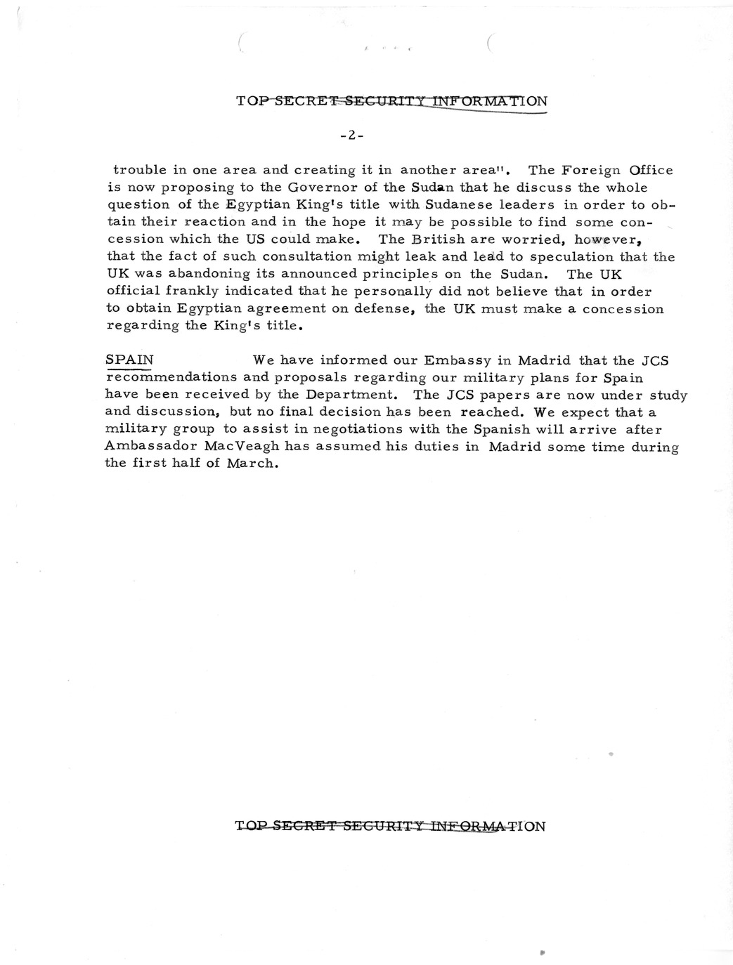 Memorandum, State Department Summary of Telegrams