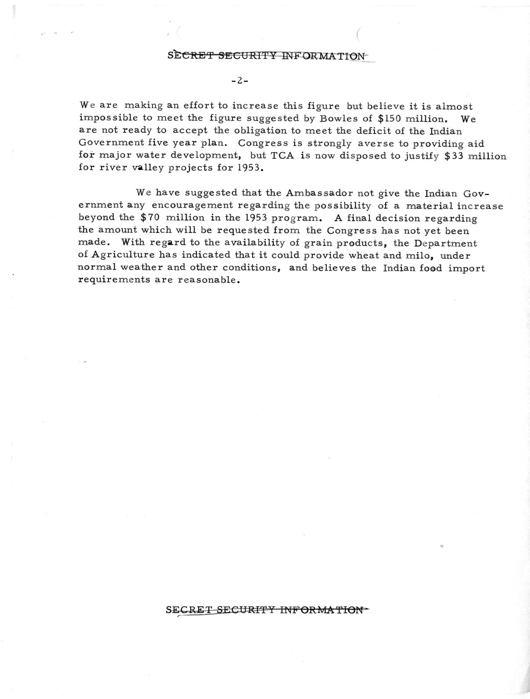 Memorandum, State Department Summary of Telegrams