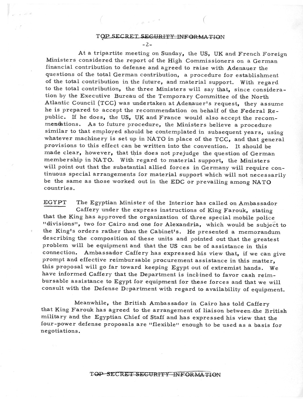Memorandum, State Department Summary of Telegrams