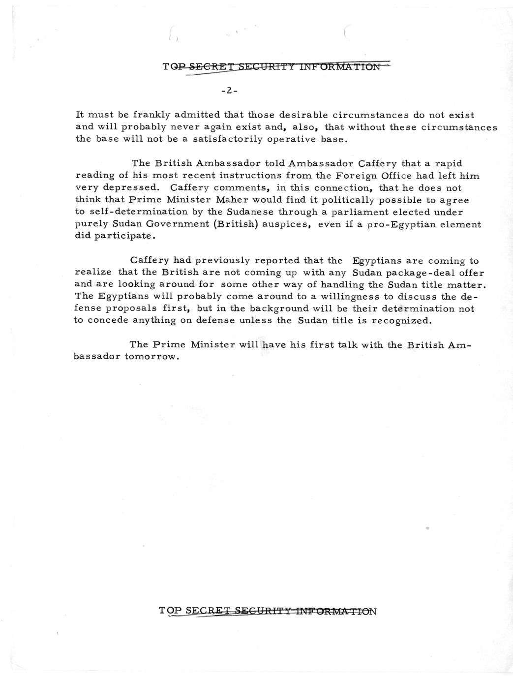 Memorandum, State Department Summary of Telegrams