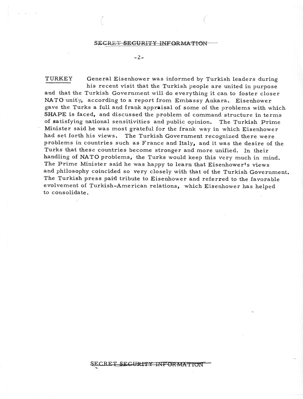 Memorandum, State Department Summary of Telegrams