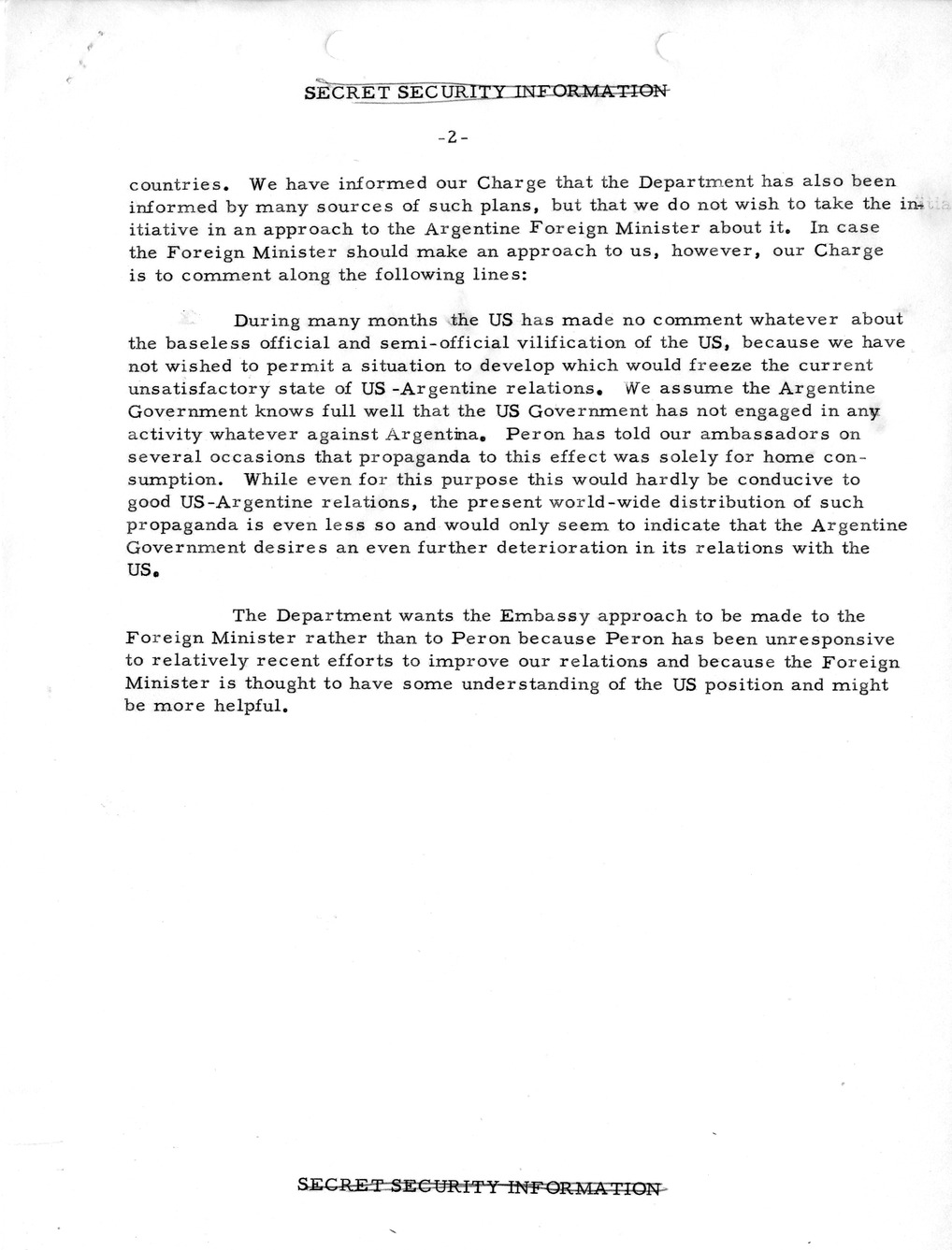Memorandum, State Department Summary of Telegrams