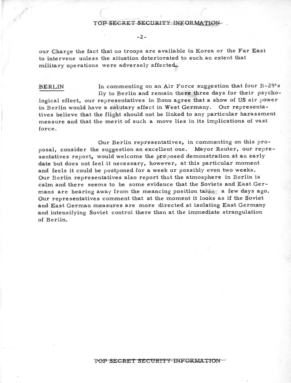 Memorandum, State Department Summary of Telegrams