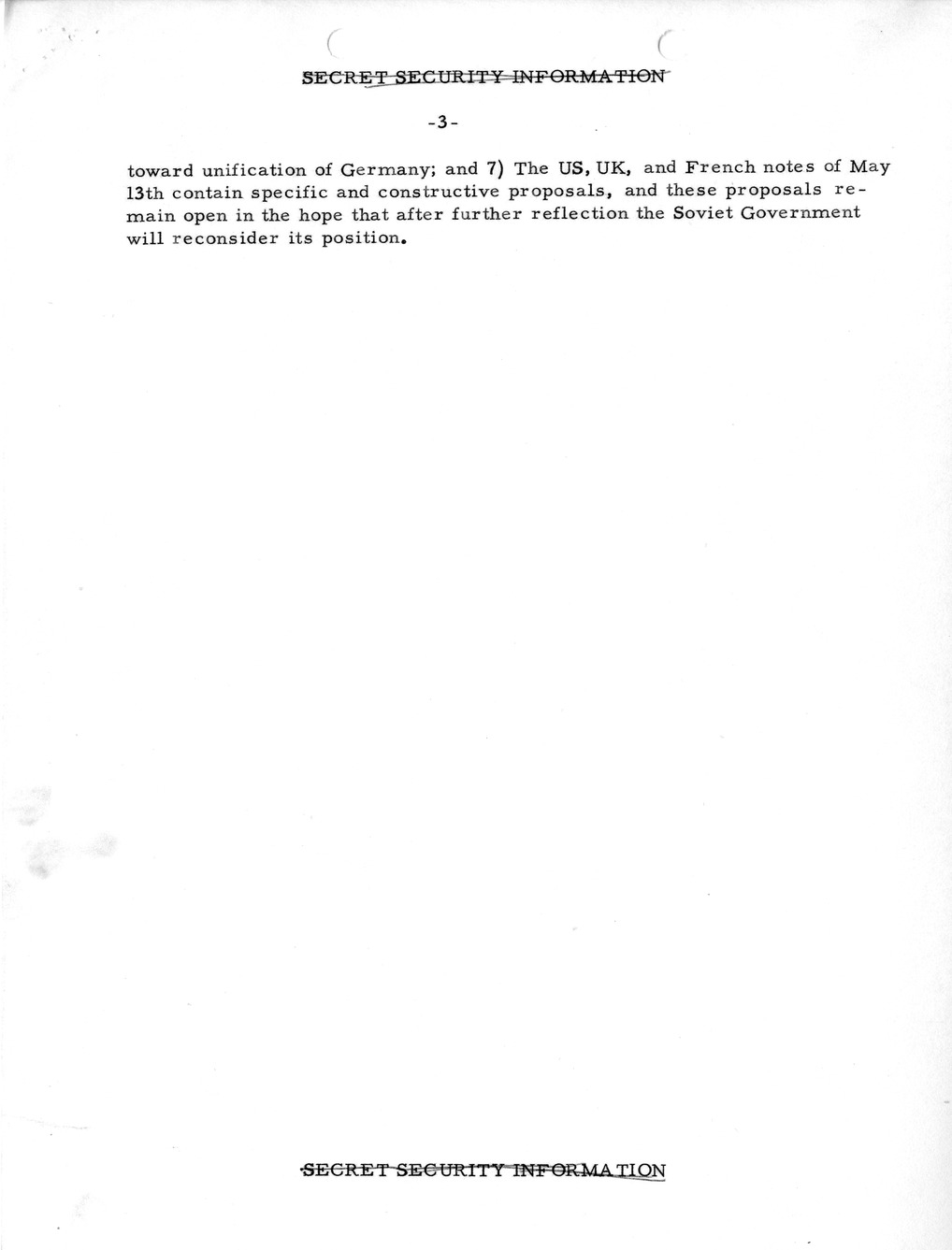 Memorandum, State Department Summary of Telegrams