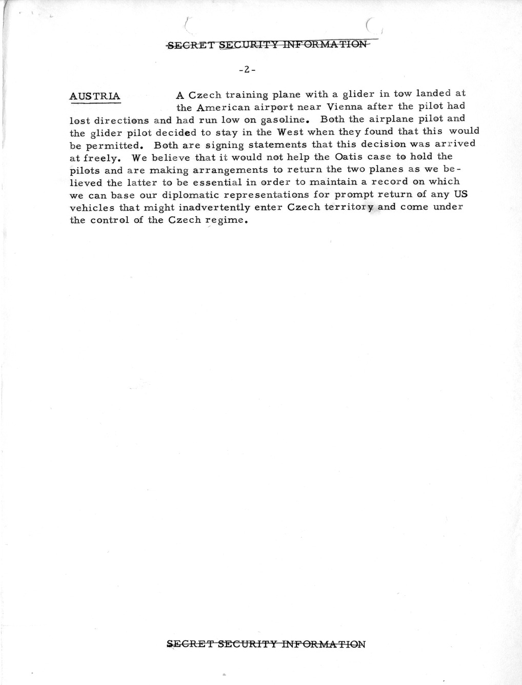 Memorandum, State Department Summary of Telegrams