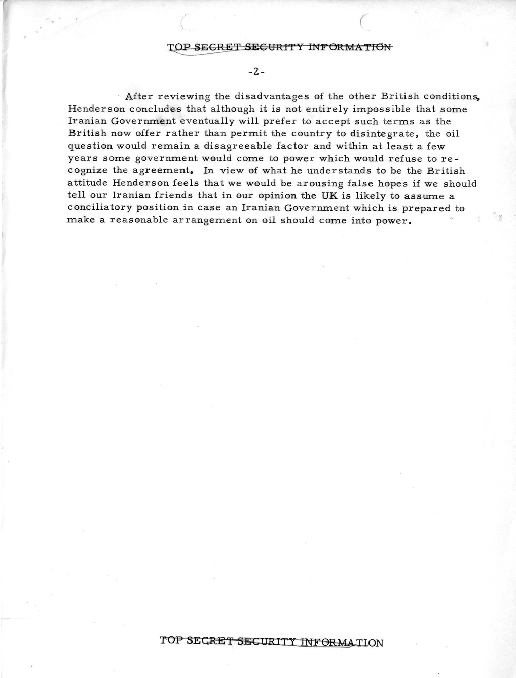 Memorandum, State Department Summary of Telegrams