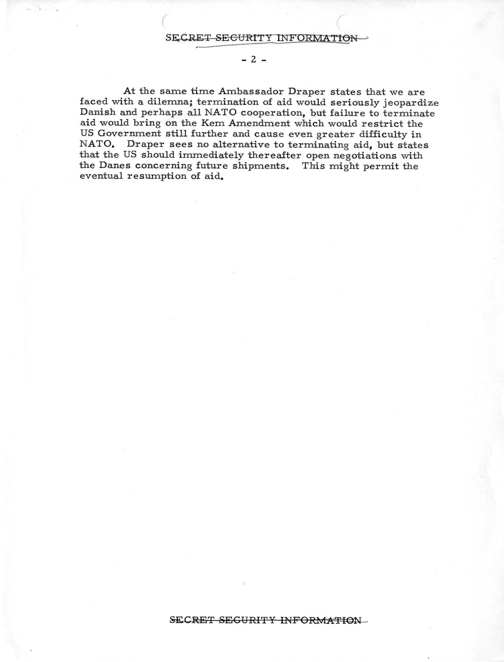 Memorandum, State Department Summary of Telegrams