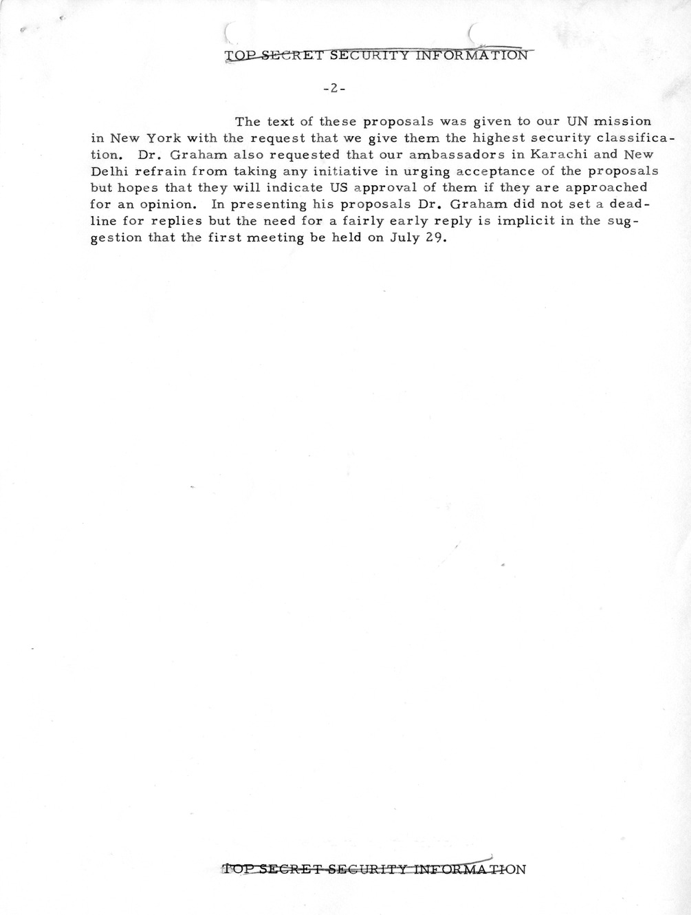 Memorandum, State Department Summary of Telegrams