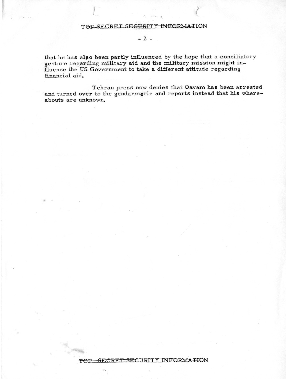 Memorandum, State Department Summary of Telegrams