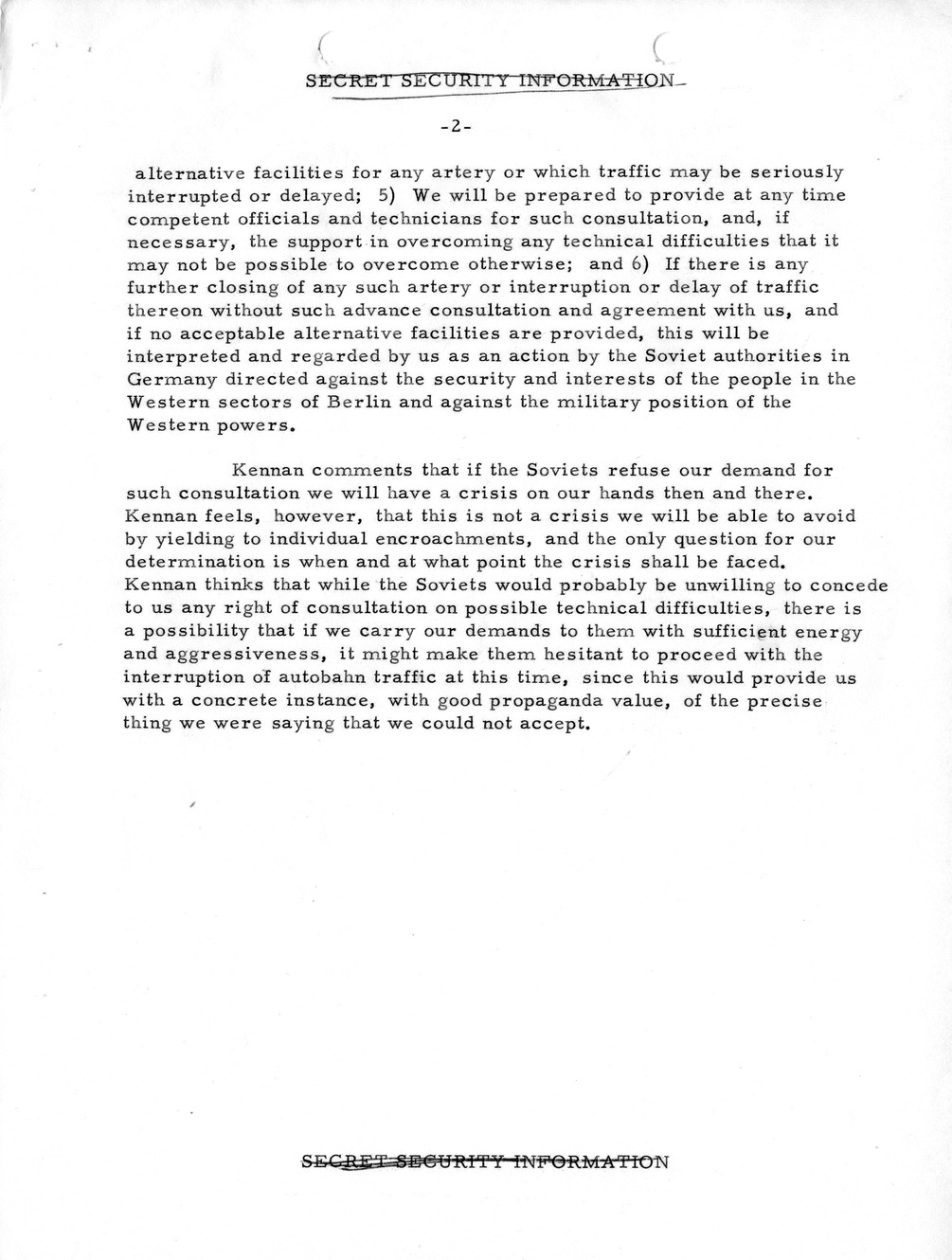 Memorandum, State Department Summary of Telegrams