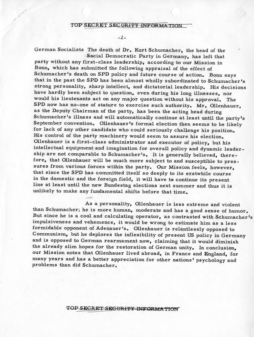 Memorandum, State Department Summary of Telegrams