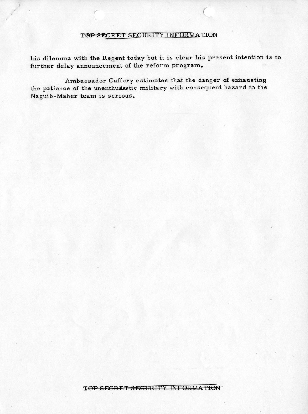 Memorandum, State Department Summary of Telegrams