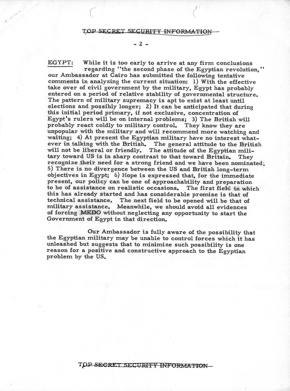 Memorandum, State Department Summary of Telegrams