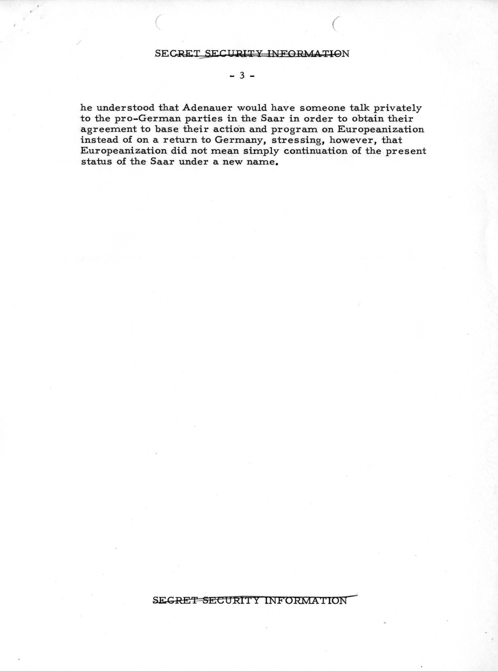 Memorandum, State Department Summary of Telegrams