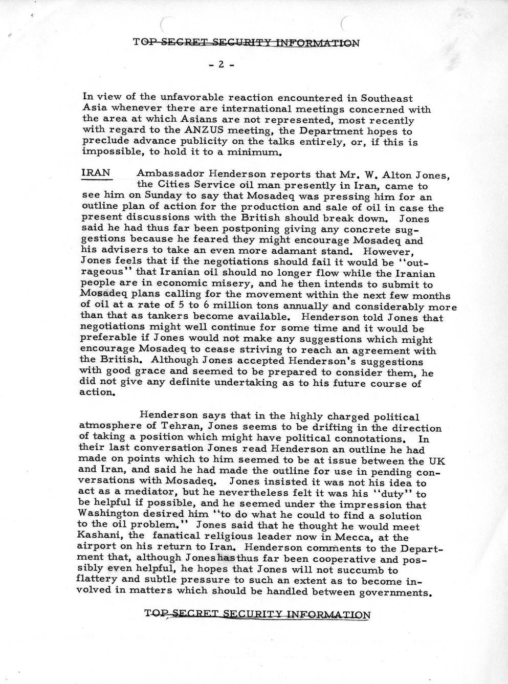 Memorandum, State Department Summary of Telegrams