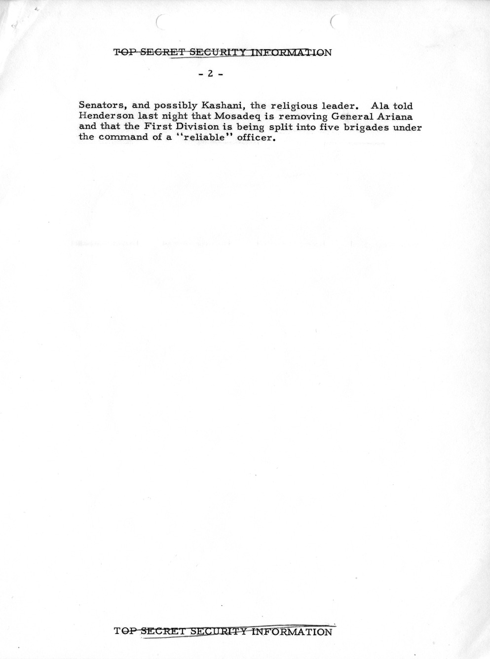 Memorandum, State Department Summary of Telegrams