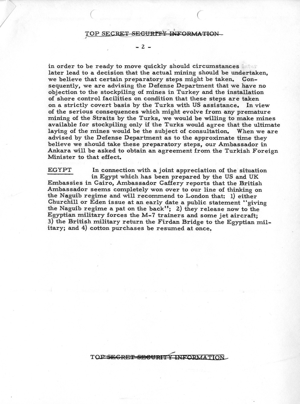 Memorandum, State Department Summary of Telegrams