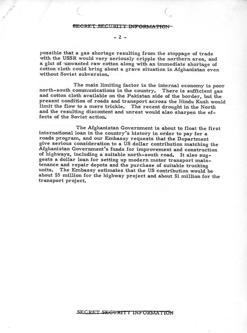 Memorandum, State Department Summary of Telegrams