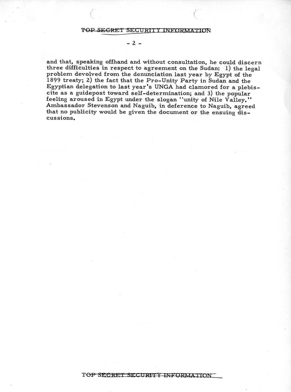 Memorandum, State Department Summary of Telegrams