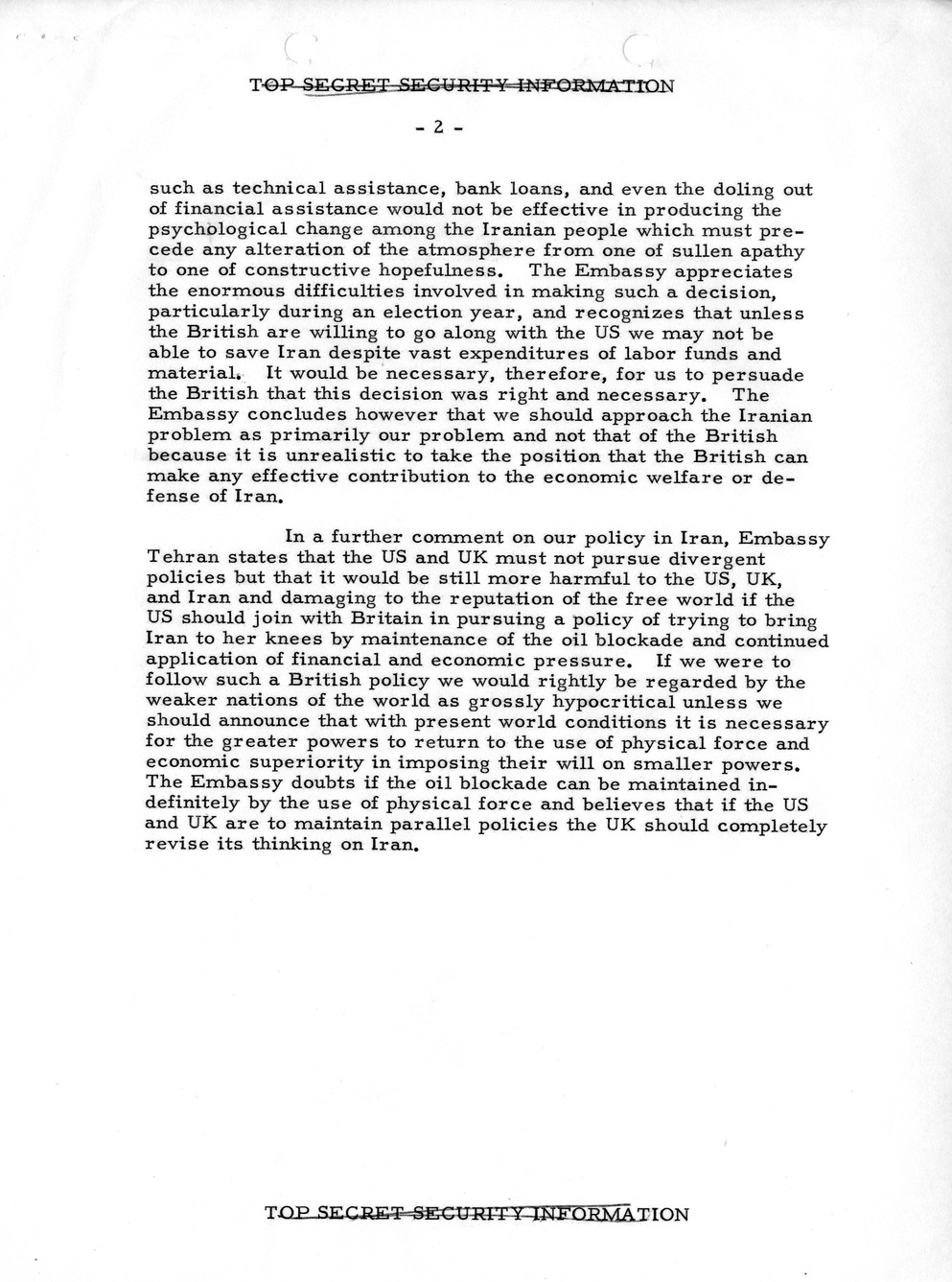 Memorandum, Department of State Summary of Telegrams