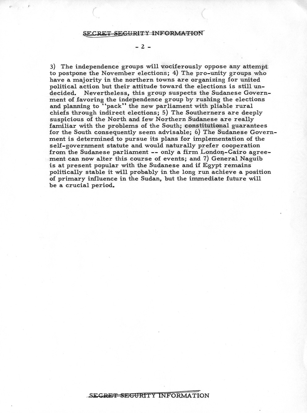 Memorandum, State Department Summary of Telegrams