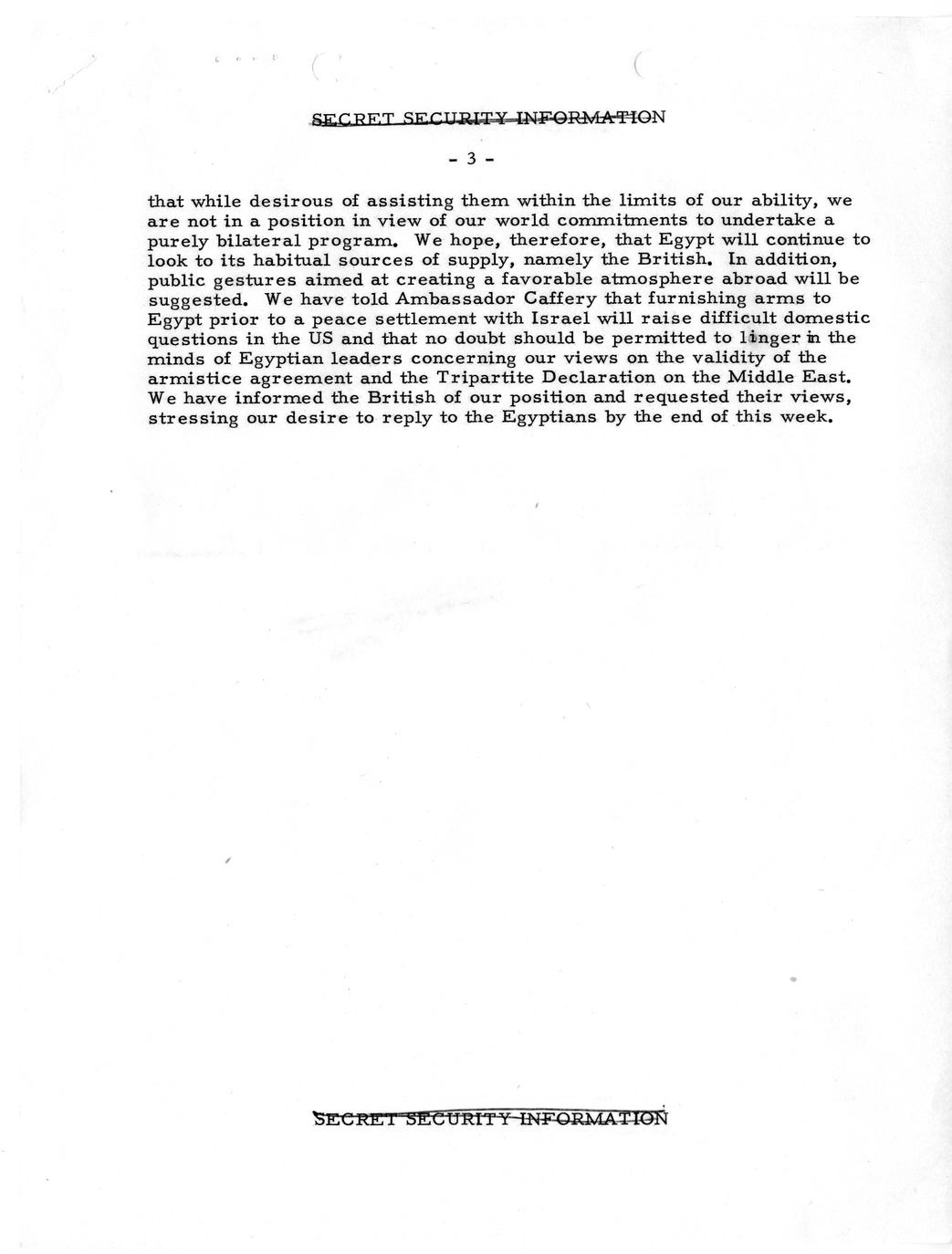 Memorandum, State Department Summary of Telegrams