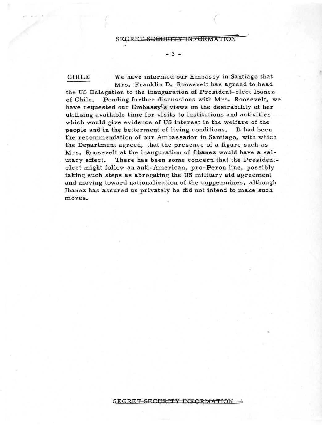 Memorandum, State Department Summary of Telegrams