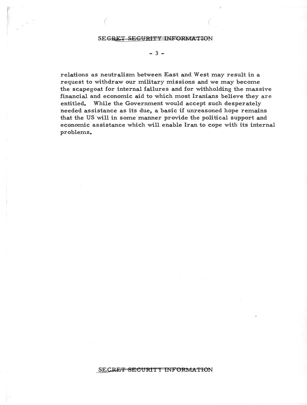 Memorandum, State Department Summary of Telegrams