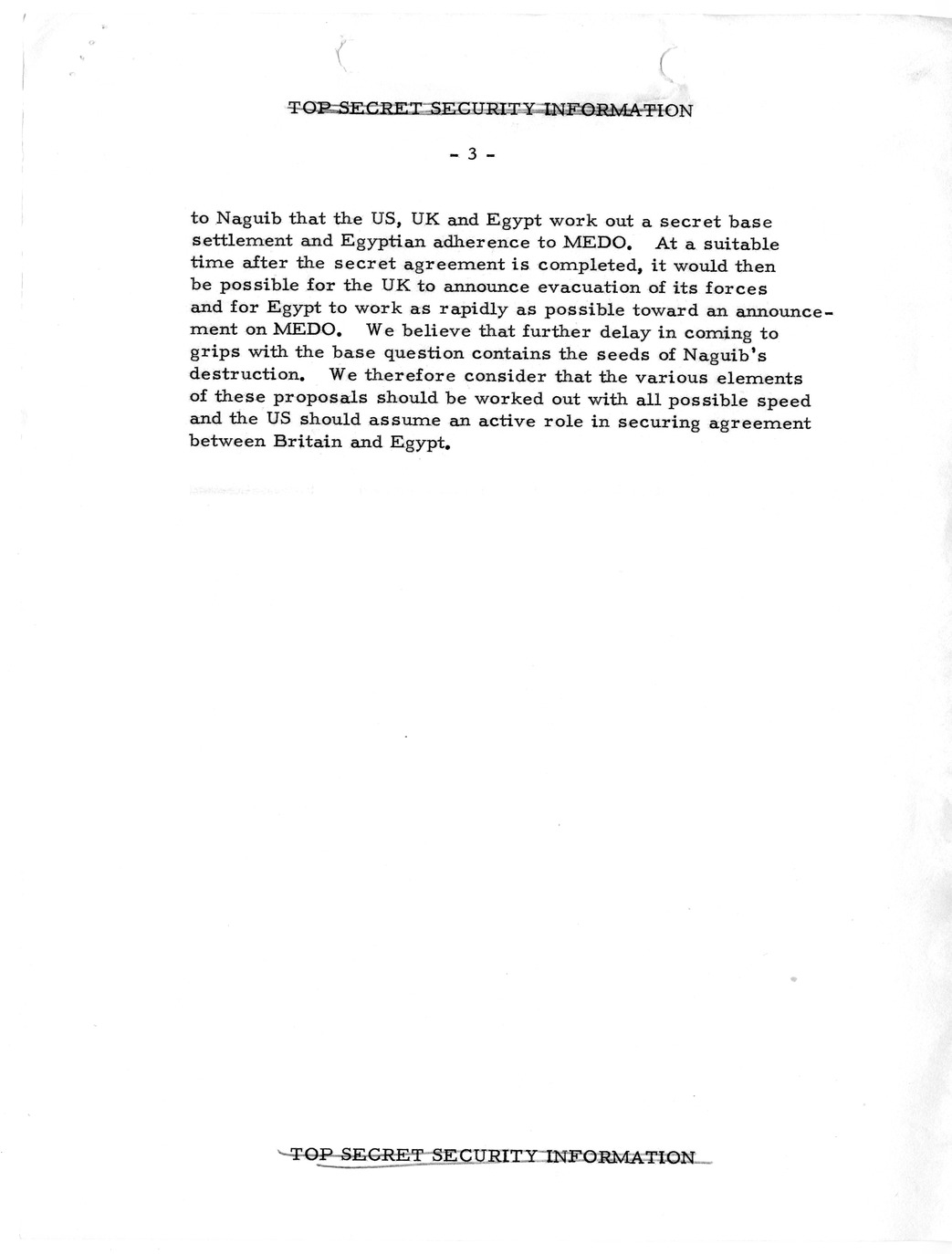 Memorandum, State Department Summary of Telegrams